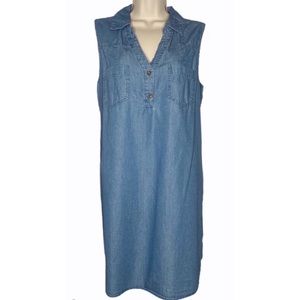 Red Camel Sleeveless Blue Chambray Dress